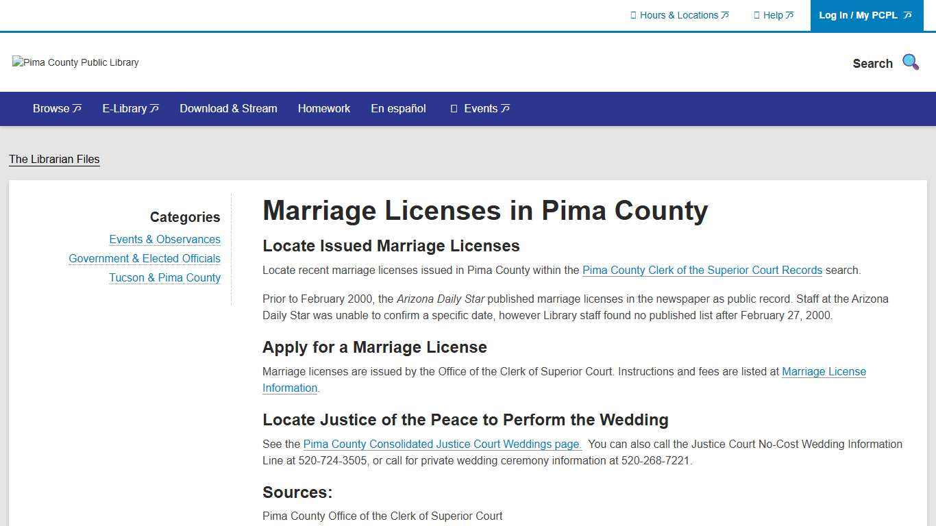 Marriage Licenses in Pima County | Pima County Public Library