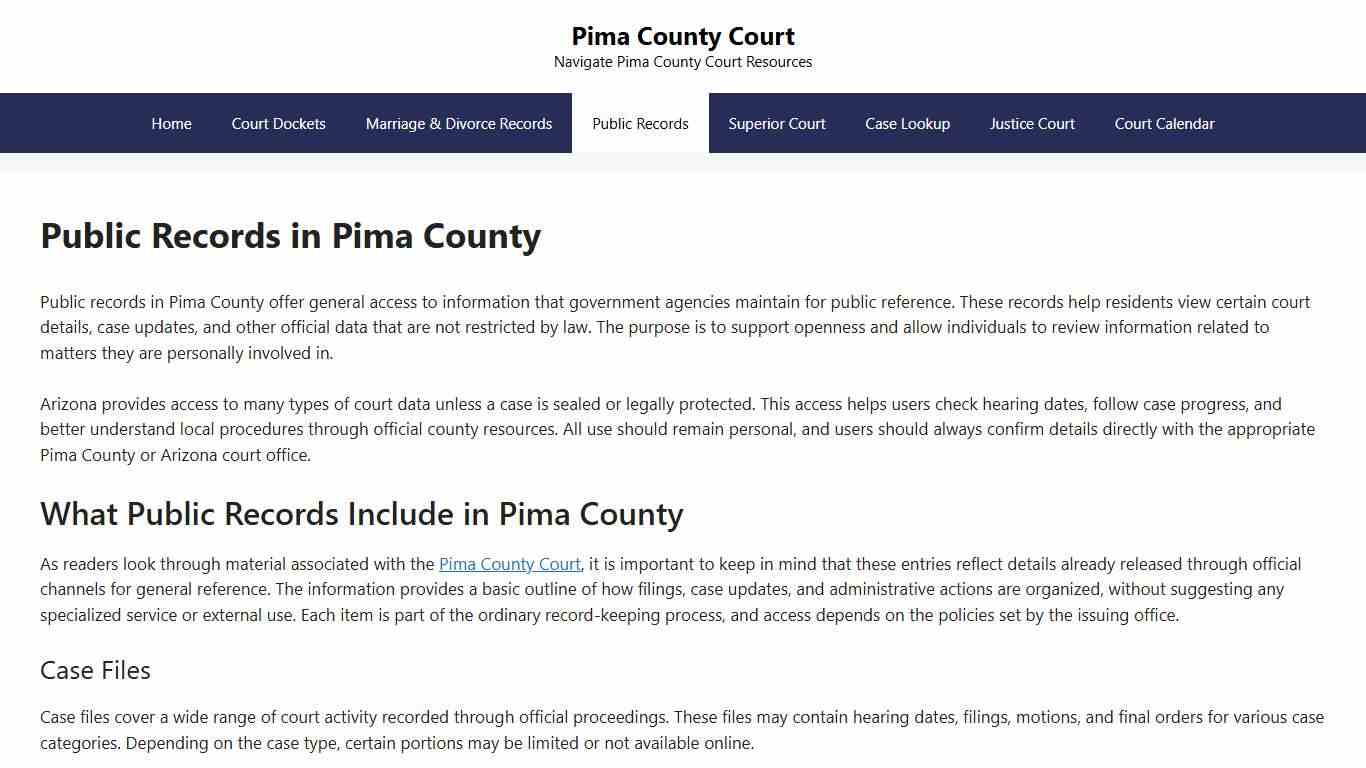 Public Records in Pima County - Pima County Court