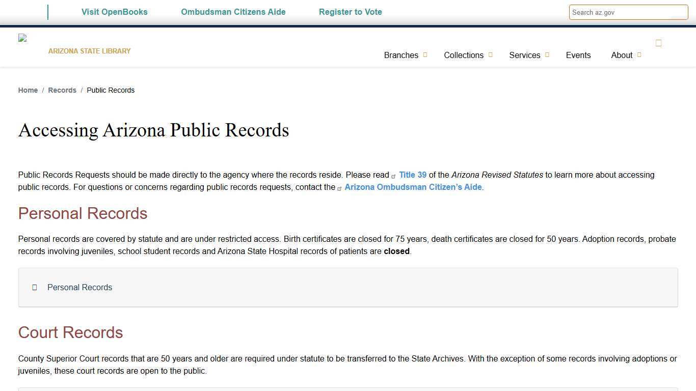 Public Records | Arizona State Library
